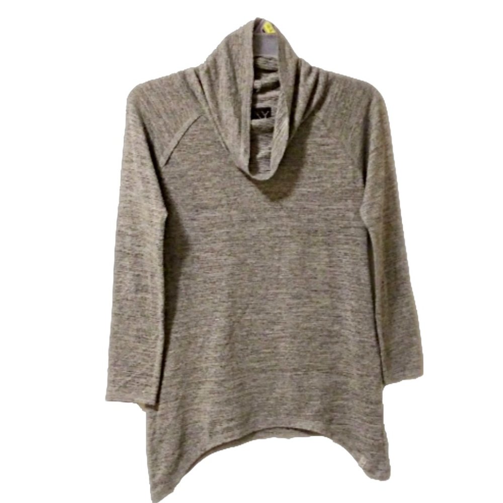 MARC NEW YORK ANDREW MARC PERFORMANCE Gray Long Sleeve Shark Bite Cowl T…